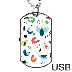 Vector Set Isolates With Cute Birds Scandinavian Style Dog Tag USB Flash (Two Sides)