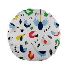 Vector Set Isolates With Cute Birds Scandinavian Style Standard 15  Premium Round Cushions by Vaneshart