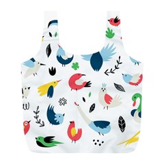 Vector Set Isolates With Cute Birds Scandinavian Style Full Print Recycle Bag (l) by Vaneshart