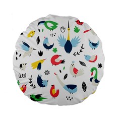 Vector Set Isolates With Cute Birds Scandinavian Style Standard 15  Premium Flano Round Cushions