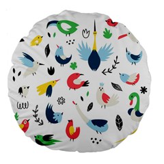 Vector Set Isolates With Cute Birds Scandinavian Style Large 18  Premium Flano Round Cushions