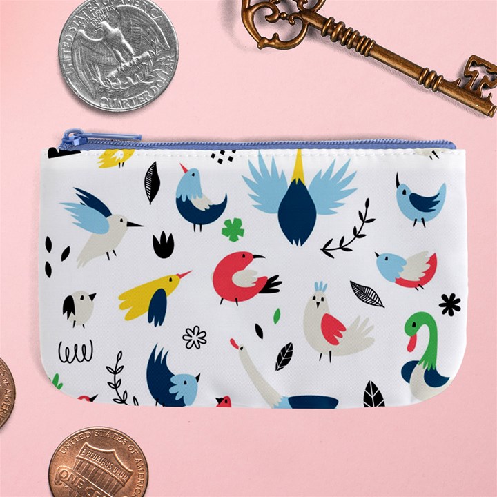 Vector Set Isolates With Cute Birds Scandinavian Style Large Coin Purse