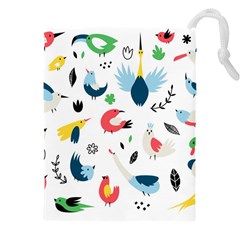 Vector Set Isolates With Cute Birds Scandinavian Style Drawstring Pouch (5xl) by Vaneshart