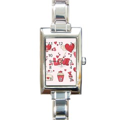 Hand Drawn Valentines Day Element Collection Rectangle Italian Charm Watch by Vaneshart