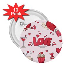 Hand Drawn Valentines Day Element Collection 2 25  Buttons (10 Pack)  by Vaneshart