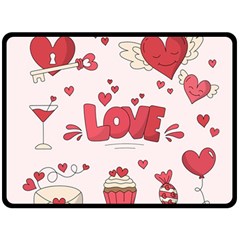 Hand Drawn Valentines Day Element Collection Fleece Blanket (large)  by Vaneshart