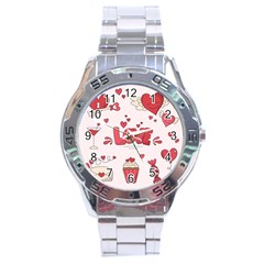 Hand Drawn Valentines Day Element Collection Stainless Steel Analogue Watch by Vaneshart