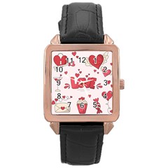 Hand Drawn Valentines Day Element Collection Rose Gold Leather Watch  by Vaneshart