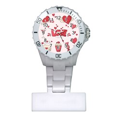 Hand Drawn Valentines Day Element Collection Plastic Nurses Watch by Vaneshart