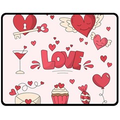 Hand Drawn Valentines Day Element Collection Double Sided Fleece Blanket (medium)  by Vaneshart