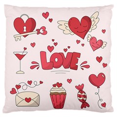 Hand Drawn Valentines Day Element Collection Large Flano Cushion Case (two Sides) by Vaneshart