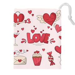 Hand Drawn Valentines Day Element Collection Drawstring Pouch (4xl) by Vaneshart