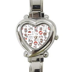 Vector Thin Line Art Vet Seamless Pattern Heart Italian Charm Watch by Vaneshart