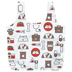 Vector Thin Line Art Vet Seamless Pattern Full Print Recycle Bag (xxl)