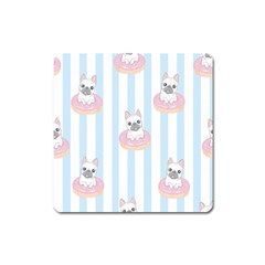 French Bulldog Dog Seamless Pattern Square Magnet