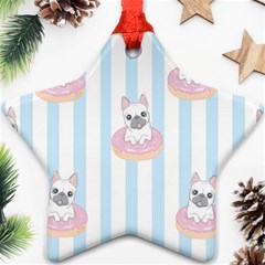 French Bulldog Dog Seamless Pattern Star Ornament (two Sides) by Vaneshart