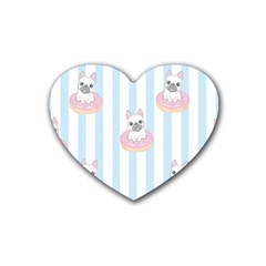 French Bulldog Dog Seamless Pattern Heart Coaster (4 Pack)  by Vaneshart