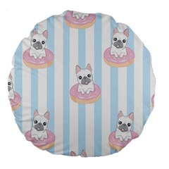 French Bulldog Dog Seamless Pattern Large 18  Premium Round Cushions by Vaneshart