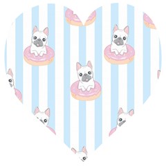 French Bulldog Dog Seamless Pattern Wooden Puzzle Heart by Vaneshart