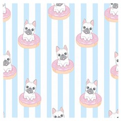 French Bulldog Dog Seamless Pattern Wooden Puzzle Square by Vaneshart