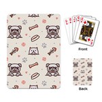 Pug Dog Cat With Bone Fish Bones Paw Prints Ball Seamless Pattern Vector Background Playing Cards Single Design (Rectangle) Back