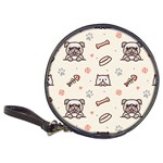 Pug Dog Cat With Bone Fish Bones Paw Prints Ball Seamless Pattern Vector Background Classic 20-CD Wallets Front