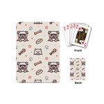 Pug Dog Cat With Bone Fish Bones Paw Prints Ball Seamless Pattern Vector Background Playing Cards Single Design (Mini) Back