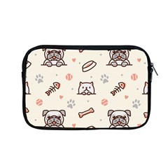 Pug Dog Cat With Bone Fish Bones Paw Prints Ball Seamless Pattern Vector Background Apple Macbook Pro 13  Zipper Case by Vaneshart