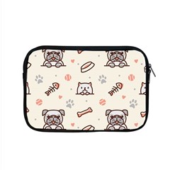 Pug Dog Cat With Bone Fish Bones Paw Prints Ball Seamless Pattern Vector Background Apple Macbook Pro 15  Zipper Case by Vaneshart