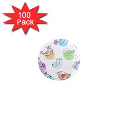 Cartoon Bird Cute Doodle Bird 1  Mini Magnets (100 Pack)  by Vaneshart