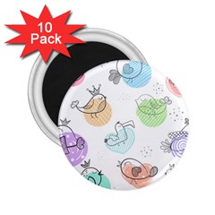 Cartoon Bird Cute Doodle Bird 2 25  Magnets (10 Pack)  by Vaneshart