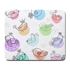 Cartoon Bird Cute Doodle Bird Large Mousepads by Vaneshart