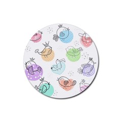 Cartoon Bird Cute Doodle Bird Rubber Coaster (round)  by Vaneshart