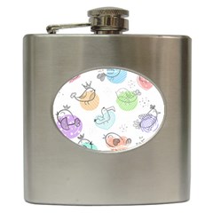 Cartoon Bird Cute Doodle Bird Hip Flask (6 Oz) by Vaneshart