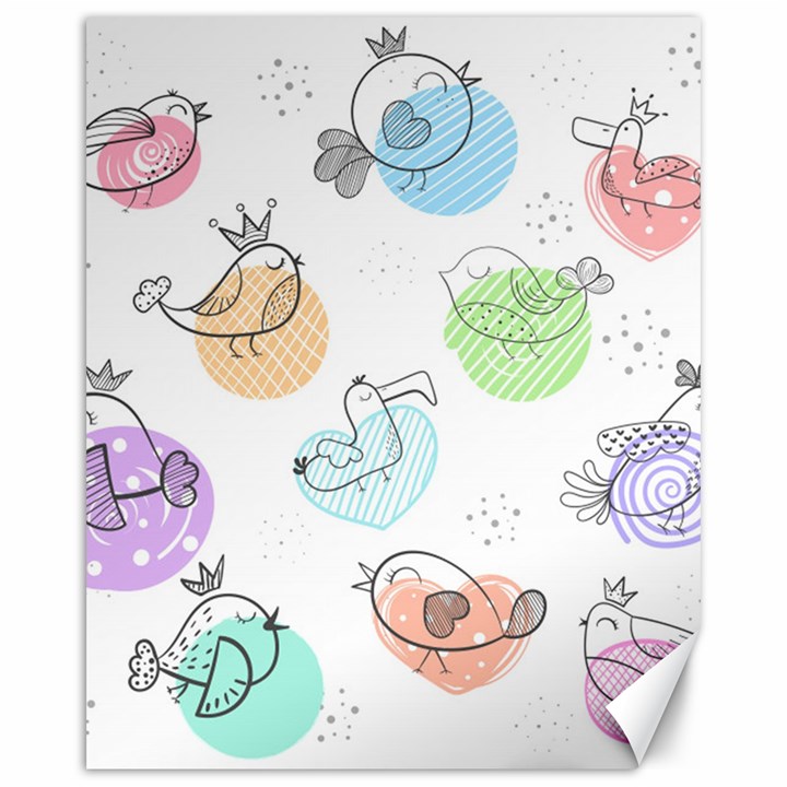 Cartoon Bird Cute Doodle Bird Canvas 16  x 20 