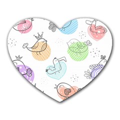 Cartoon Bird Cute Doodle Bird Heart Mousepads by Vaneshart