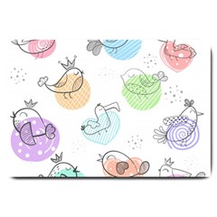 Cartoon Bird Cute Doodle Bird Large Doormat  by Vaneshart