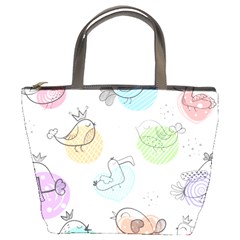 Cartoon Bird Cute Doodle Bird Bucket Bag by Vaneshart