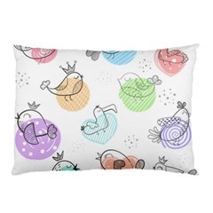 Cartoon Bird Cute Doodle Bird Pillow Case by Vaneshart