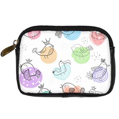 Cartoon Bird Cute Doodle Bird Digital Camera Leather Case by Vaneshart