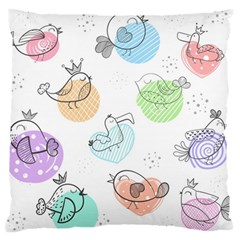 Cartoon Bird Cute Doodle Bird Large Cushion Case (two Sides) by Vaneshart