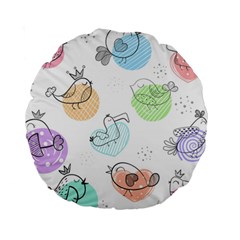 Cartoon Bird Cute Doodle Bird Standard 15  Premium Round Cushions