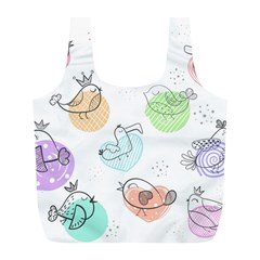 Cartoon Bird Cute Doodle Bird Full Print Recycle Bag (l) by Vaneshart