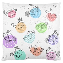 Cartoon Bird Cute Doodle Bird Large Flano Cushion Case (one Side) by Vaneshart