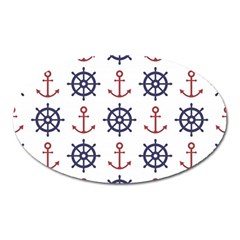 Nautical Seamless Pattern Oval Magnet by Vaneshart