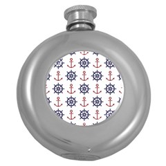 Nautical Seamless Pattern Round Hip Flask (5 Oz) by Vaneshart