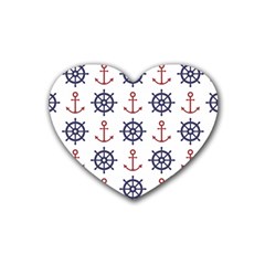 Nautical Seamless Pattern Rubber Coaster (heart)  by Vaneshart