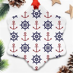 Nautical Seamless Pattern Snowflake Ornament (two Sides) by Vaneshart