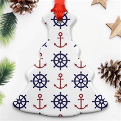 Nautical Seamless Pattern Christmas Tree Ornament (two Sides) by Vaneshart