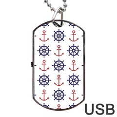 Nautical Seamless Pattern Dog Tag Usb Flash (two Sides) by Vaneshart